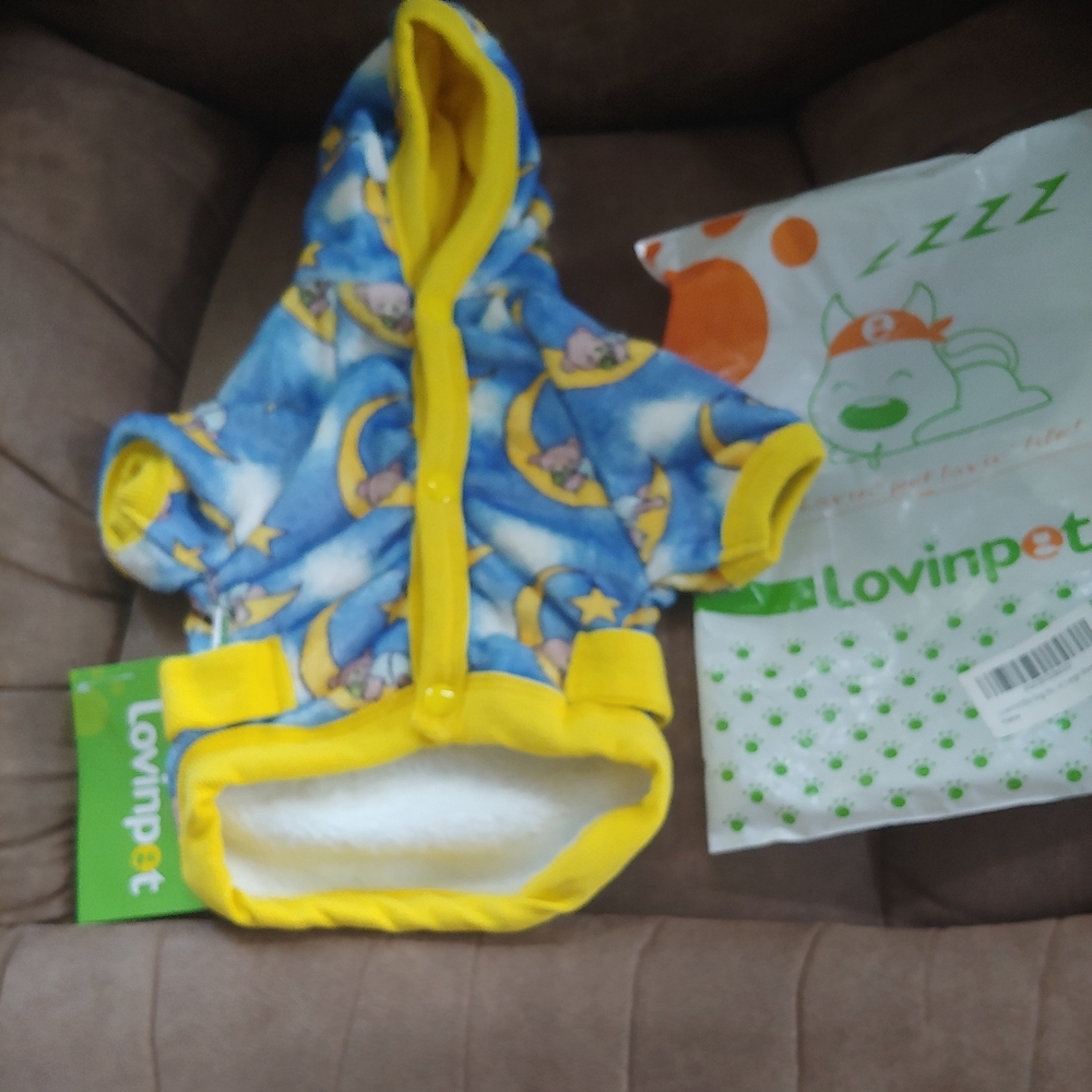 Lovinpet pjs soft fleece bear in crescent moon print size xs